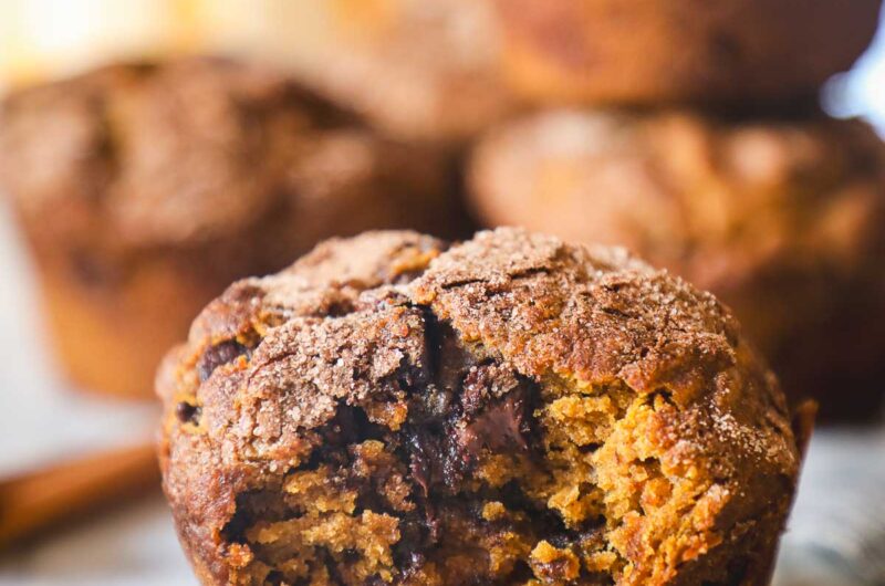 Soft and Spiced Pumpkin Muffins with Cinnamon and Chocolate