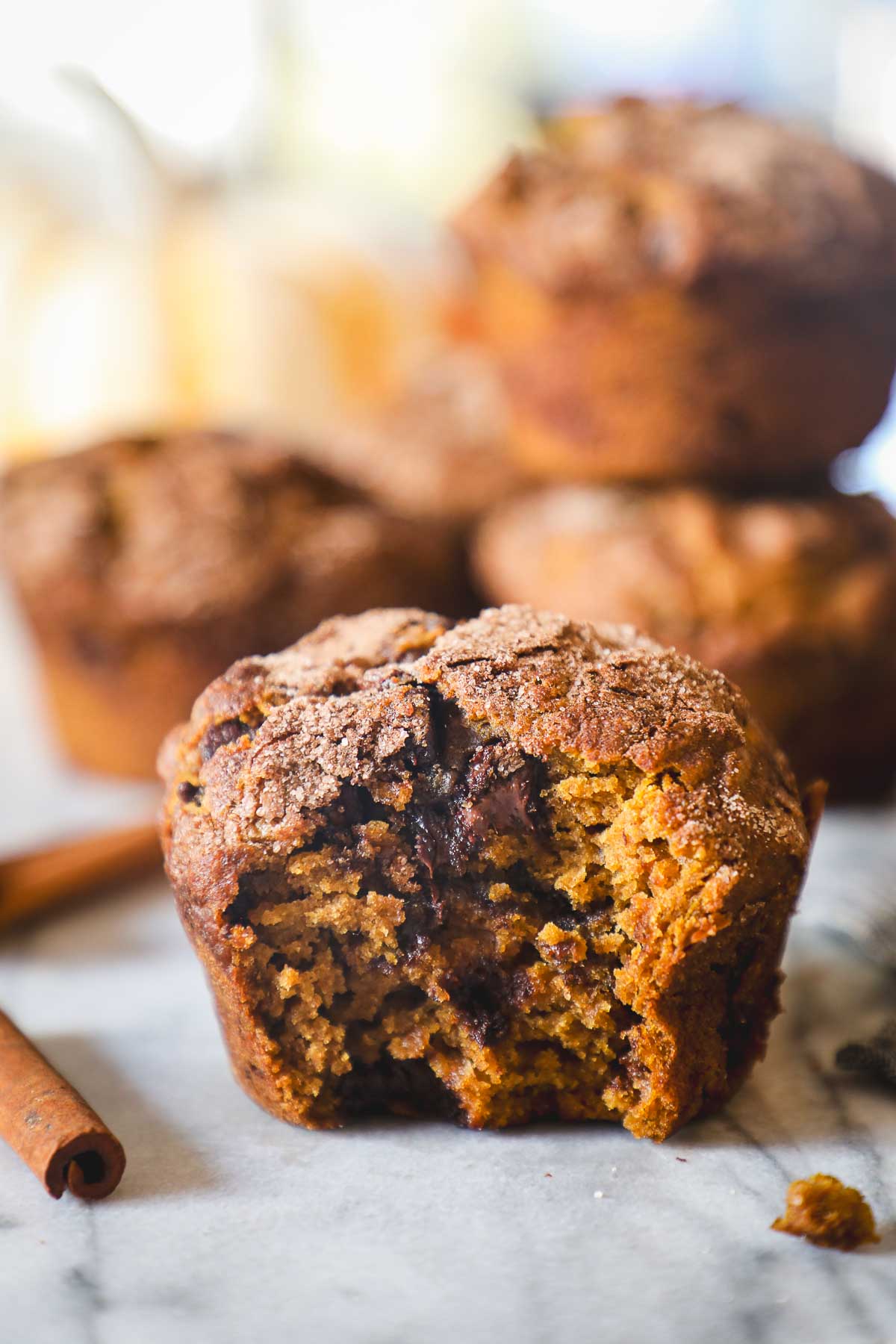 Soft and Spiced Pumpkin Muffins with Cinnamon and Chocolate